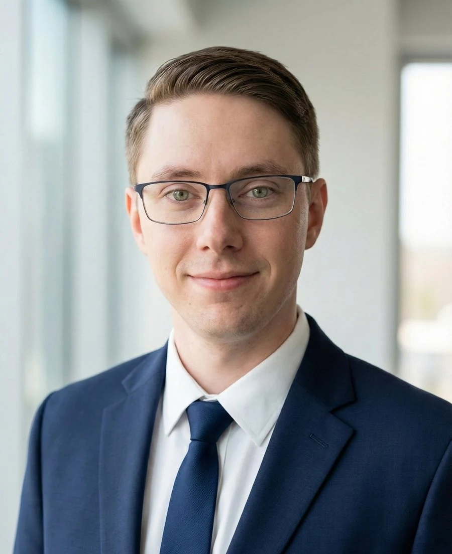 Jonathan Honeybone in a navy suit and glasses.
